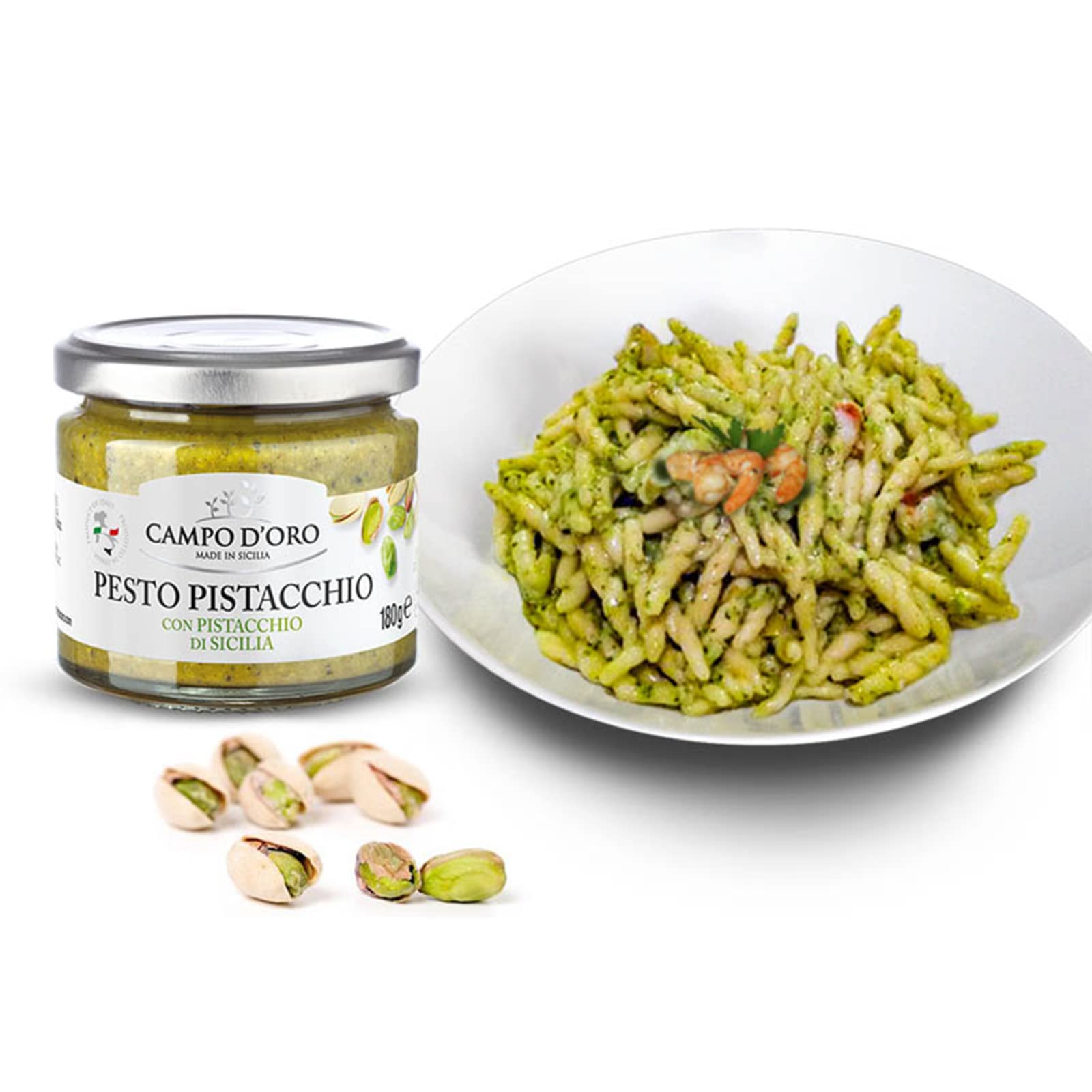 CAMPO D'ORO - Pistachio Pesto, Unsweetened, Paste, Sicilian Pesto, 6.35 oz