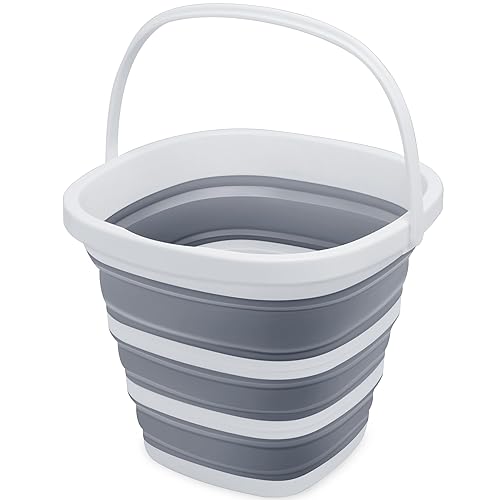 Goderewild Collapsible Bucket, 2.6 Gallon (10L) - Square Foldable Mop Bucket for House Cleaning, Car Washing, Camping - Portable Water Pail