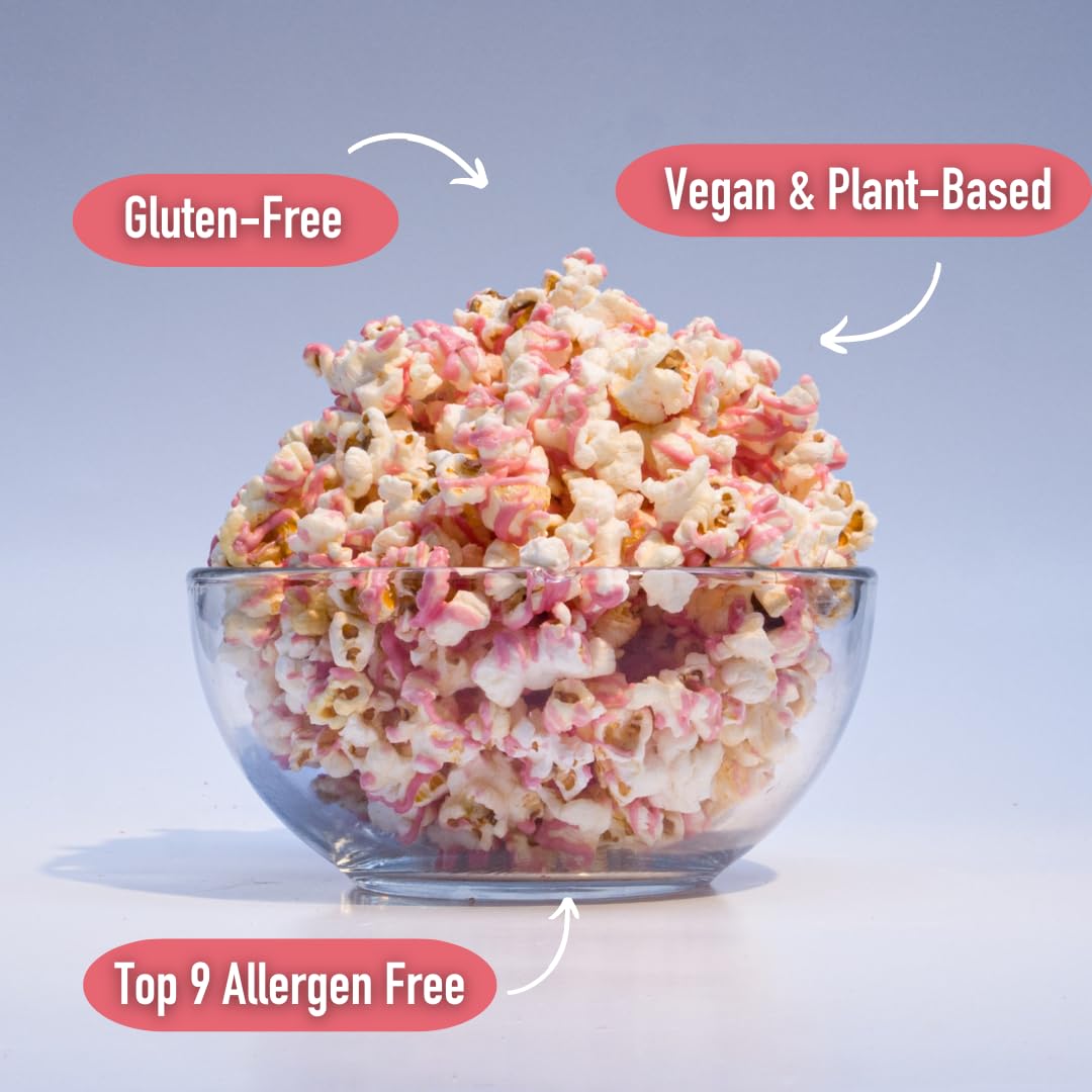 Safe + Fair Food Company Plant-Based Gourmet Strawberry Flavored Popcorn - Strawberry Shortcake Drizzled Kettle Corn Popcorn - Non-GMO + Gluten-Free
