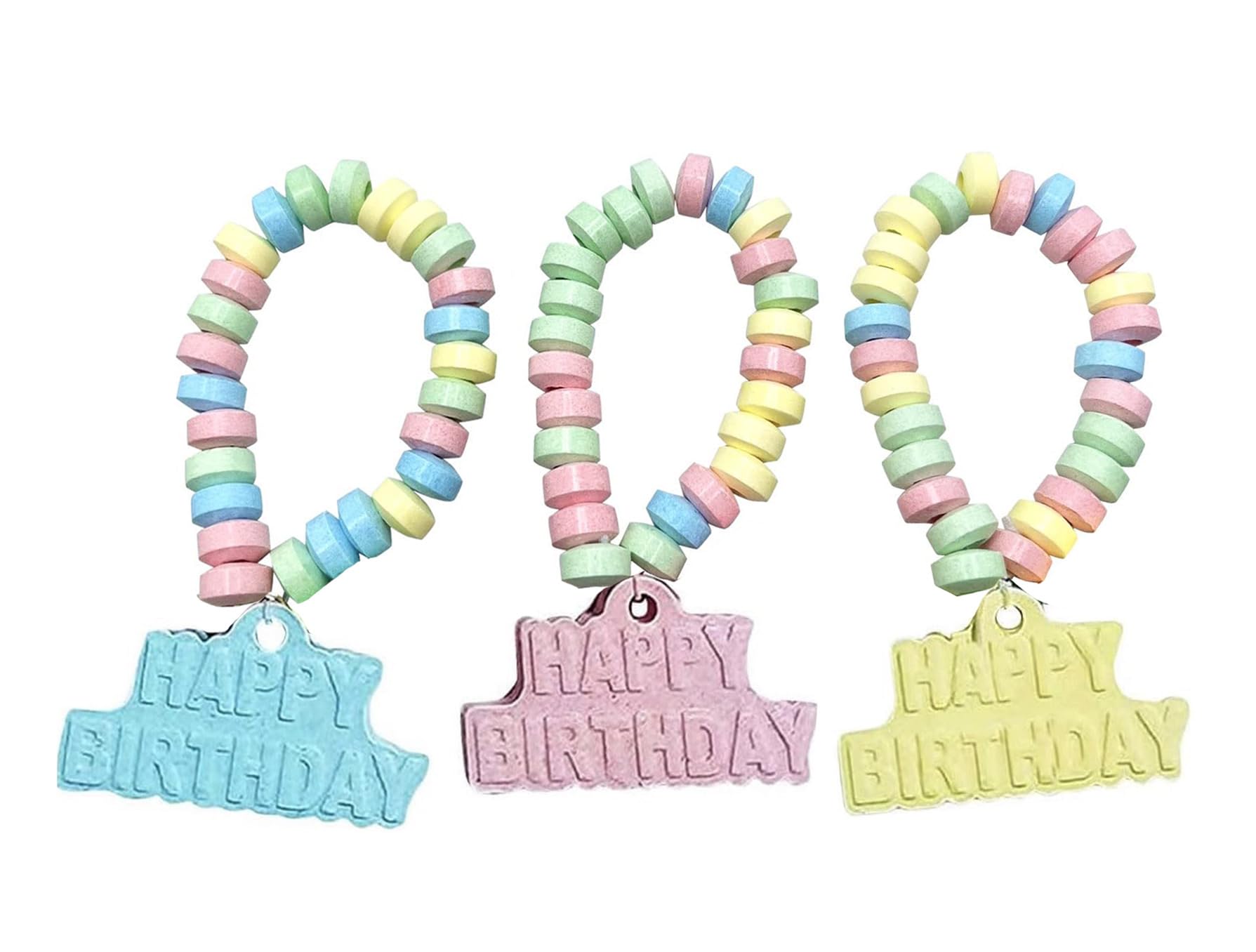 Happy Birthday Candy - 24 Individually Wrapped Bulk Candy Bracelets - Great for Birthday Party Favor Candy - Goodie Bags for Kids - Pinata Fillers