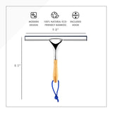 ToiletTree Products All Purpose Bamboo Stainless Steel Squeegee - Rust Proof Deluxe Squeegee with Hanging Hook - Hand Wiper for Shower Doors