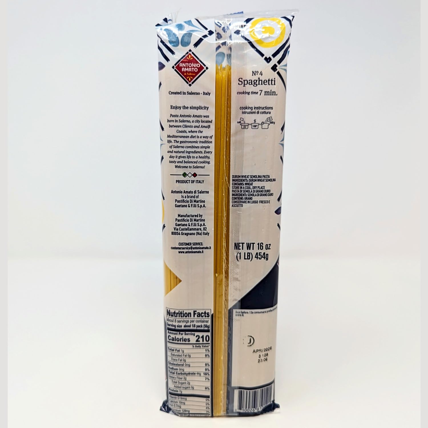 ANTONIO AMATO di Salerno - NO.4 Spaghetti - (Pack of 5, 5lb total weight) - pasta di semola di grano duro - durum wheat semolina pasta macaroni