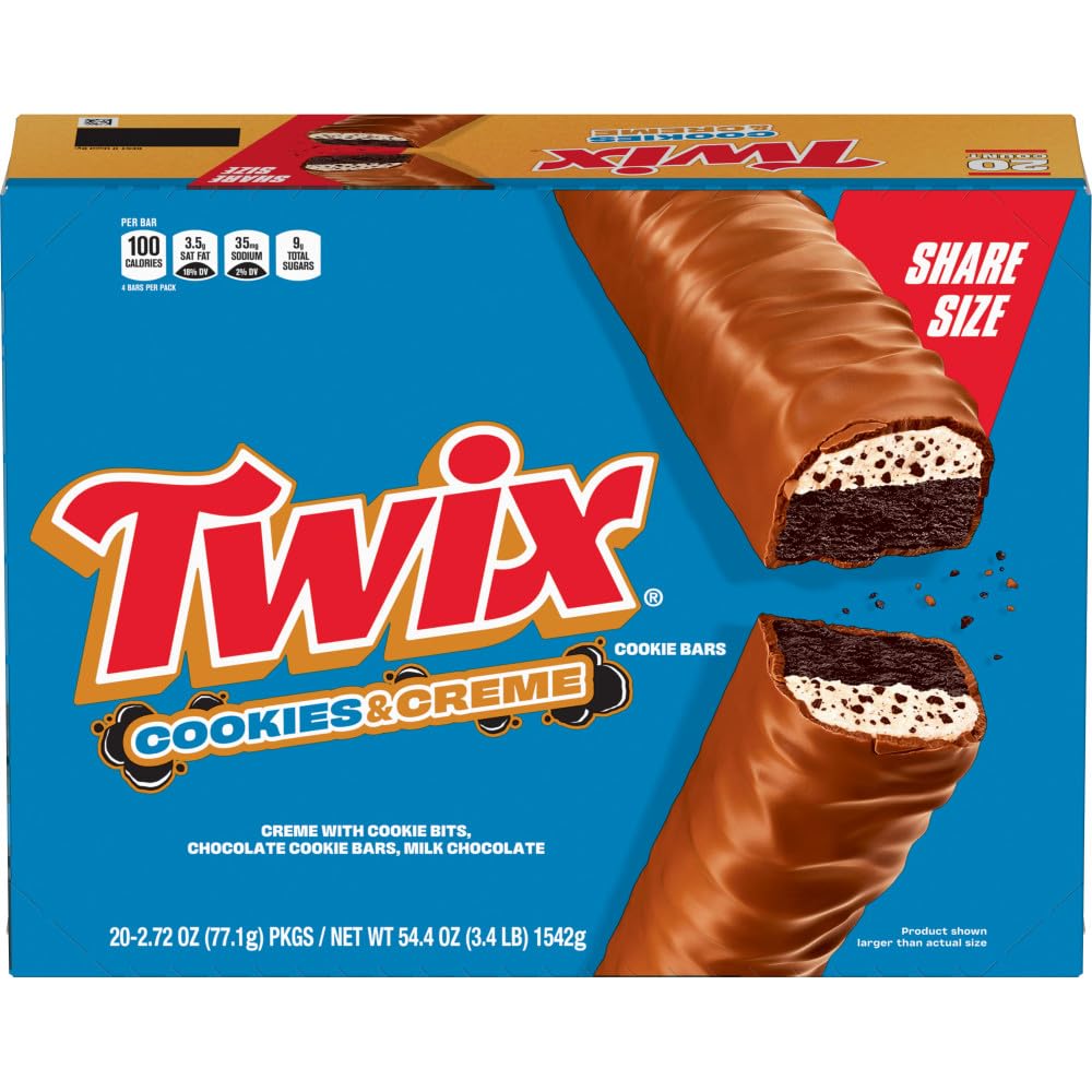 TWIX Cookies & Creme Chocolate Cookie Bar Candy, 4 To Go Size 2.87-Ounce (Pack of 20)
