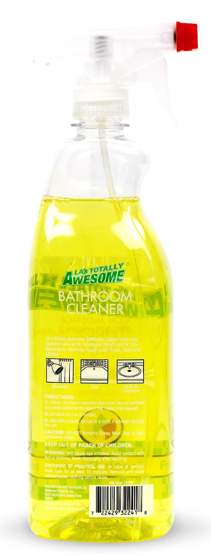 La's Totally Awesome Bathroom Cleaner, Removes Soap Scum & stubborn stains Plant-Derived Formula, 32 Fl Oz (Pack of 3)
