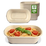 AICHEF 32 oz Paper Bowls 100 Pack for Sandwich Roll, Burrito, Salads, Pasta, Microwavable Meal Catering Disposable Bowls for Lunch To go, 100 Bowls