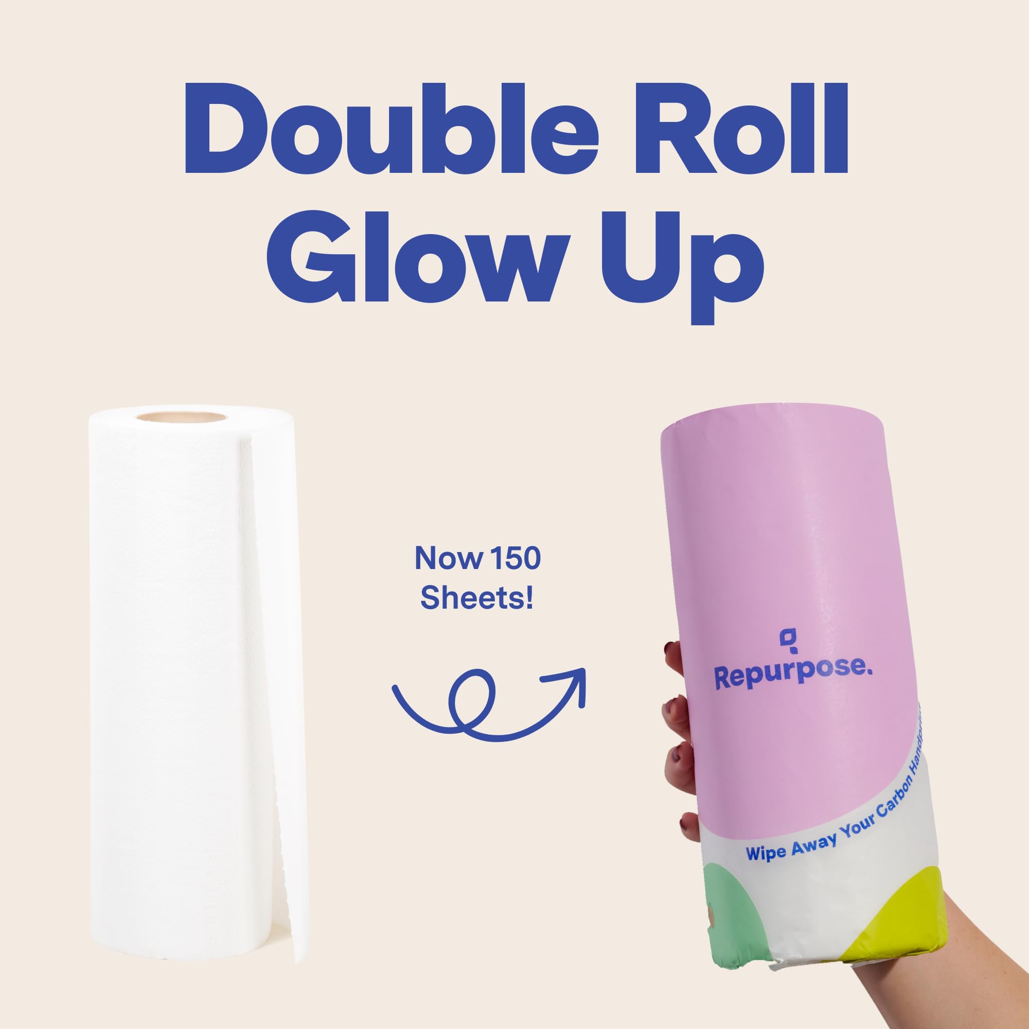 Repurpose 100% Bamboo Paper Towels, Thick 2-Ply Tree Free, Highly Absorbent & Soft, Eco-Friendly, Plastic Fee Packaging, 6 Rolls (150 Sheets/Roll) FSC