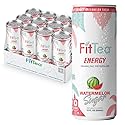 FitTea Healthy Energy Drink 12 Fl Oz - Watermelon Sugar Sparkling Refresher (12 Pack) Zero Calories Natural Green Tea Energy Drinks Sugar Free