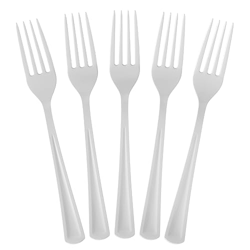 Exquisite White Plastic Forks 100 Pieces White Forks Disposable Utensils Heavy Duty Plastic Cutlery Set Flatware Sets Party Supplies & Party Tableware
