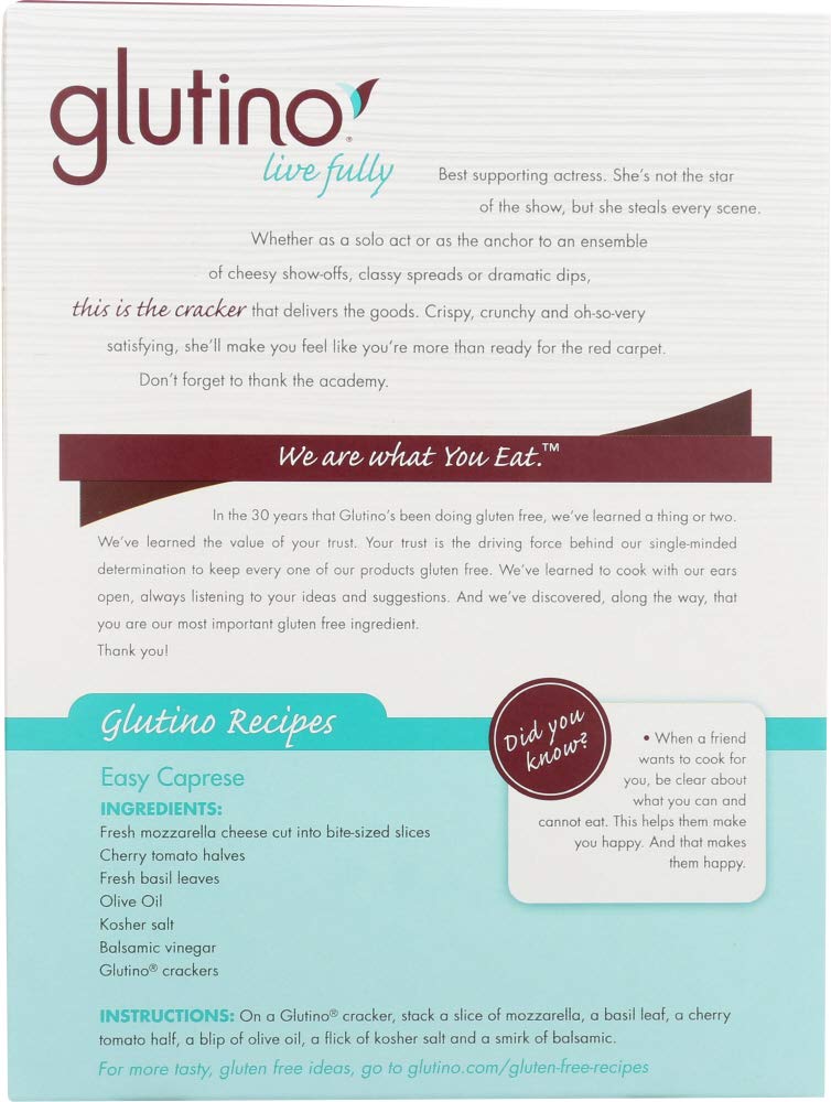 Glutino - Gluten Free Crackers Original - Case of 6 - 4.4 oz Per Box.