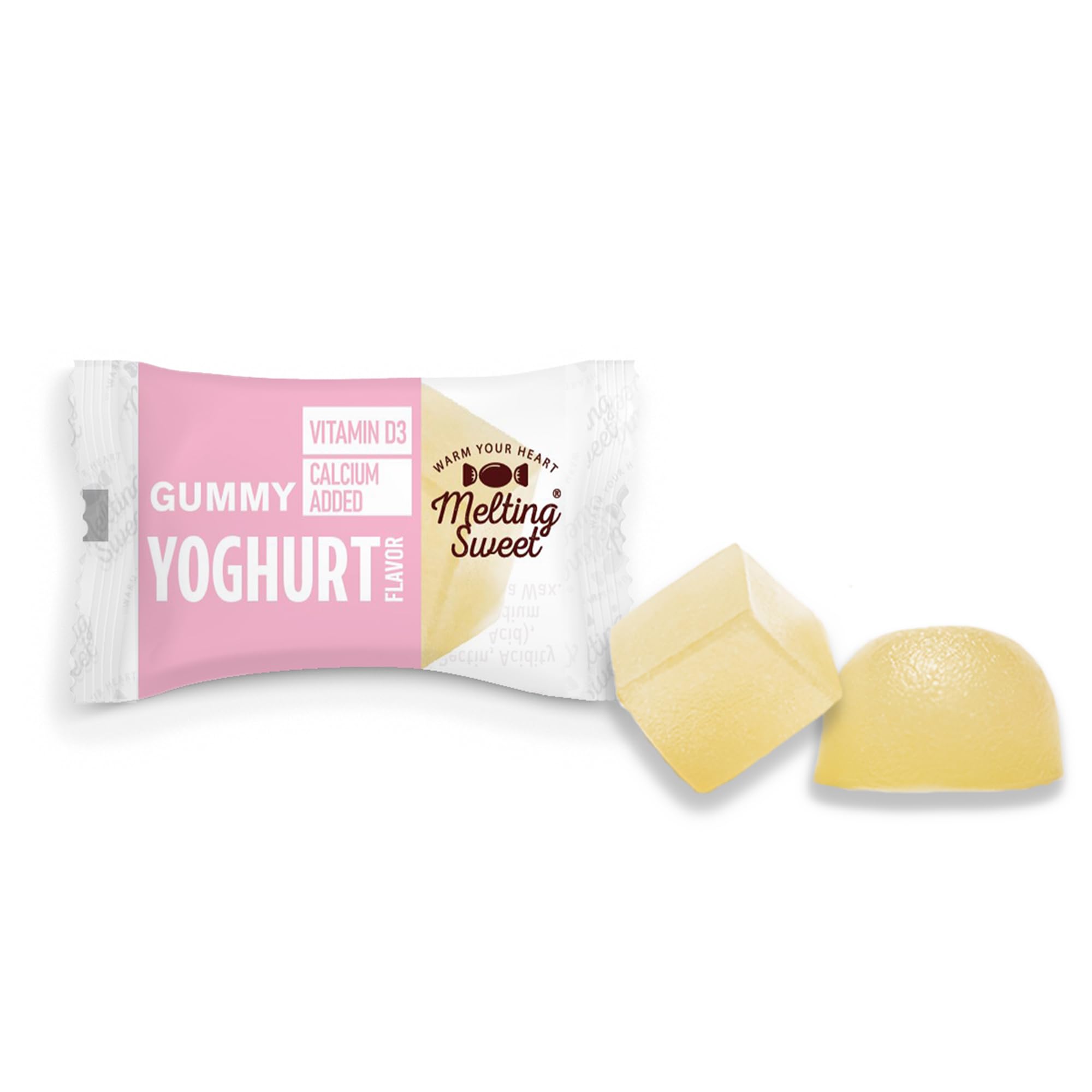 Melting Sweet Gummies Candy with Vitamin D3 & Calcium Fluten Free Snacks for Kids (Yogurt Flavor, 2.5 oz, Pack of 12)
