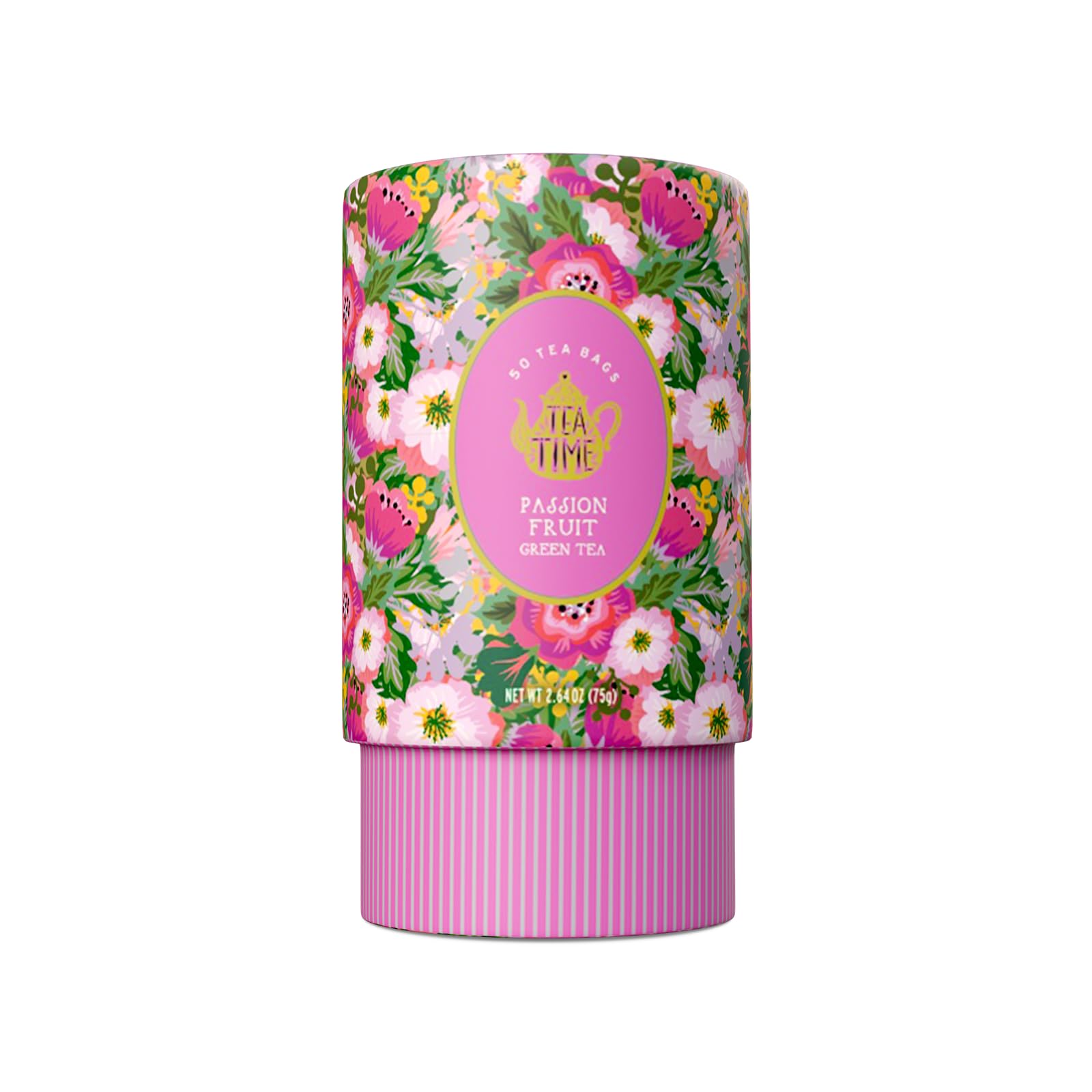 Life Plus Style Gourmet TEA TIME Passion Fruit Green Tea Natural Fruit Caffeinated Ceylon Teas Passion Green Tea Sweet Refreshing Hot or Cold 50 Tea