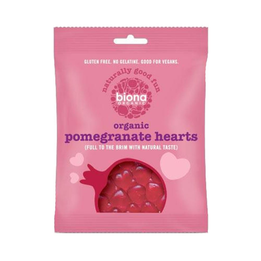 Biona Organic Vegan Pomegranate Hearts 75g-10 Pack