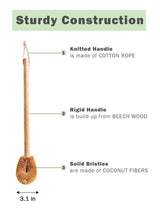Updated Modern Version Toilet Bowl Brush, Natural Coconut Fiber Brush Head and Beechwood Handle for Bathroom Toilet - Sturdy, Deep Cleaning