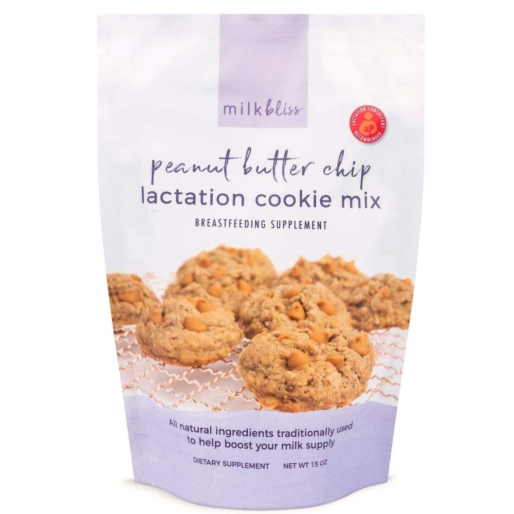 MilkBliss Peanut Butter Chip Lactation Cookie Mix- Oatmeal Breastfeeding Cookie Supplement Support for Milk Supply Increase 15 oz