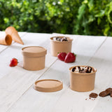 GUSTO 12 oz. Kraft Paper Food Containers with Vented Lids - [25 Count] To Go Hot Soup Bowls, Disposable Ice Cream Cups, Ideal for Hot and Cold Foods