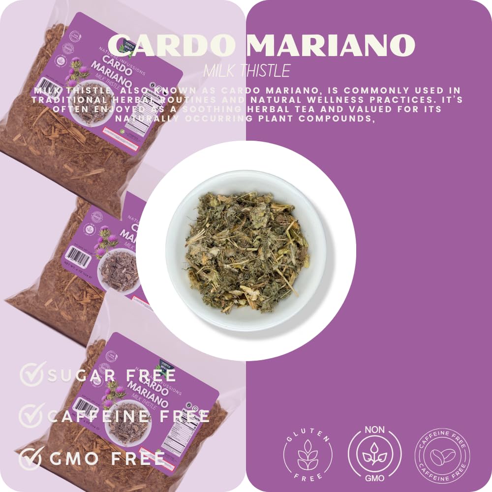 Green Royalty - Milk Thistle 4oz (Cardo Mariano) - Whole Dried Herbal Tea - 100% Raw, Vegan - Natural Infusion - Non-GMO - Product of Mexico