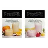 PROTIFIT - High Protein Orange Creamsicle & Strawberry Banana Pudding & Shake Mix 2 Pack, 15g Protein, Low Calorie, Low Fat, Low Carb, Aspartame Free