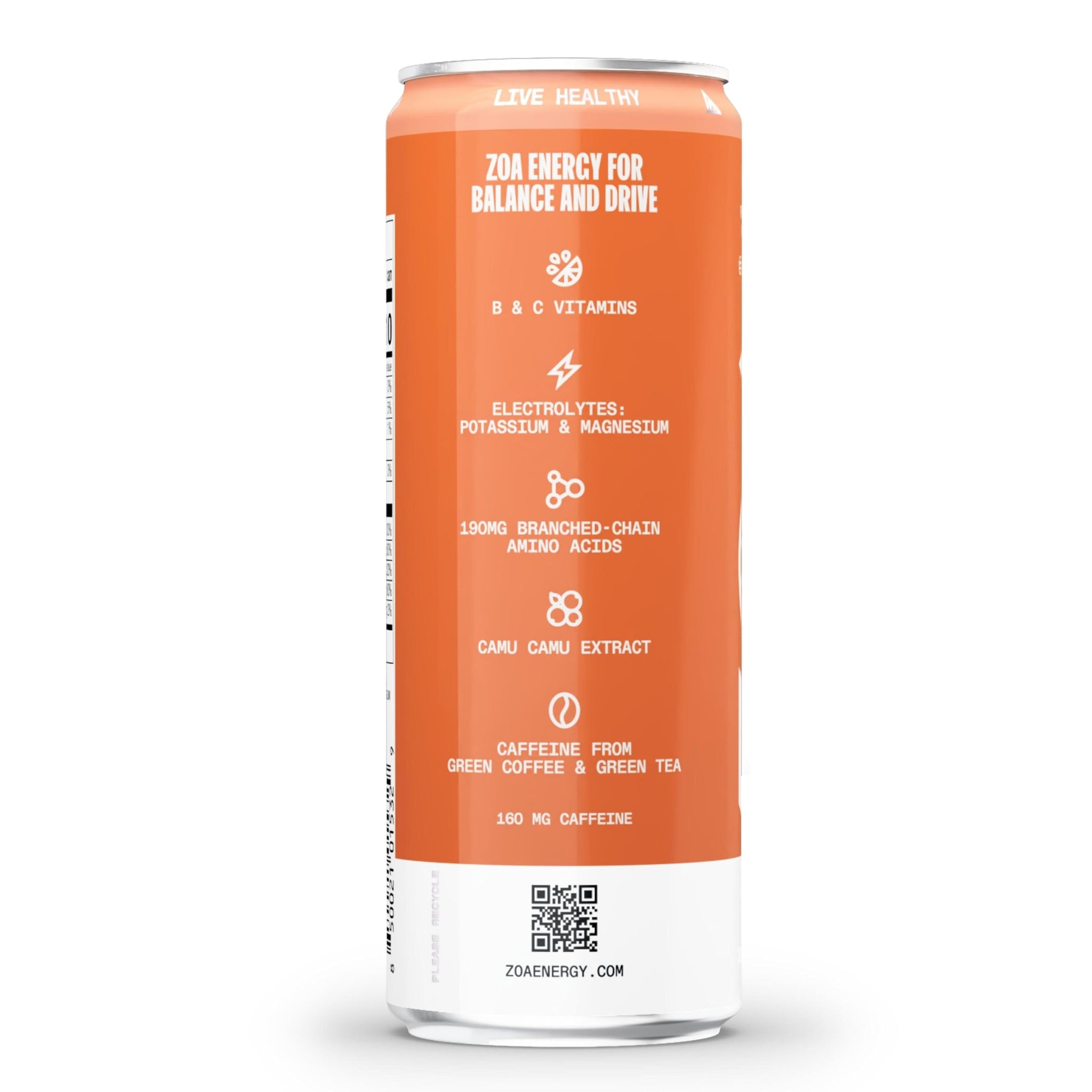 ZOA Zero Sugar Energy Drinks - Wild Orange | Healthy Energy Formula with Natural Caffeine, Daily Vitamin C, Essential B-Vitamins | Gluten-Free, Keto