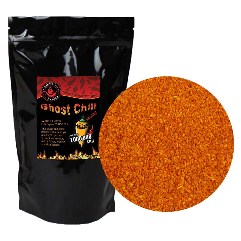 Natural Orange Bhut Jolokia Ground Chili Powder aka Peach Ghost Pepper Fine Ground Powder by Magic Plant (8oz)