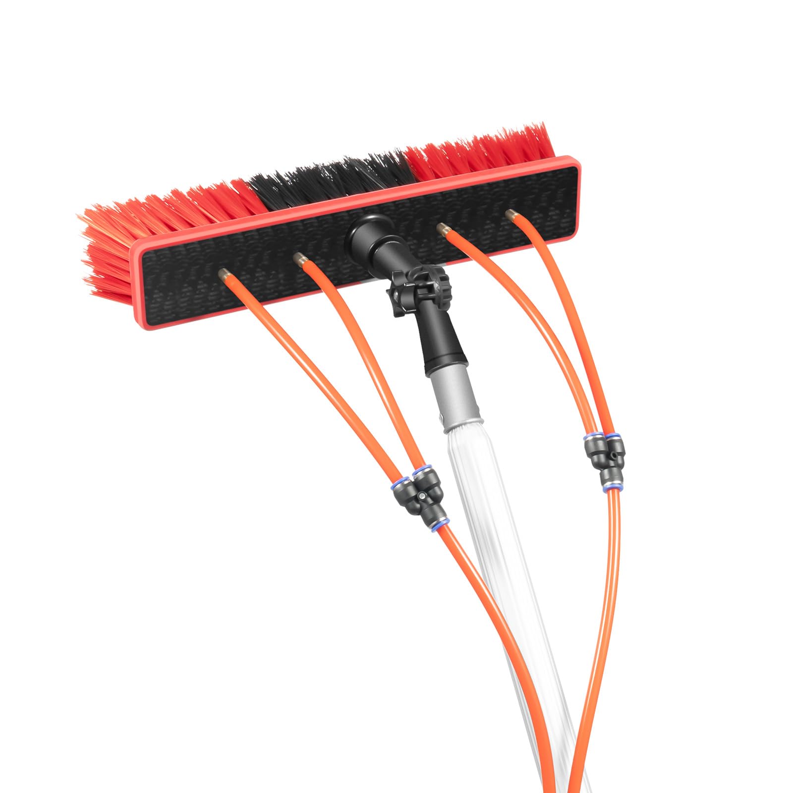 24ft Extendable Water Fed Pole Cleaning Kit, 3-in-1 Wash/Brush/Scrape, Adjustable Brush Head, Lightweight Aluminum Alloy Poles, Cleaning Brush Washing