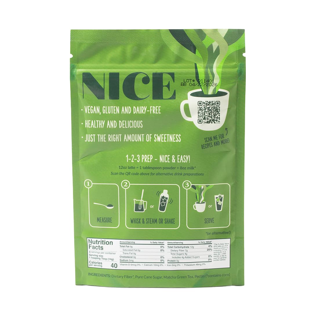 Two Leaves and a Bud Nice Matcha Latte Blend, Japanese Matcha Green Tea Powder, 2 Resealable Bags, 224g
