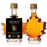 Mansfield Maple Organic Pure Vermont Maple Syrup Wedding Favors Set of 24 50ml Glass Leaf Bottles