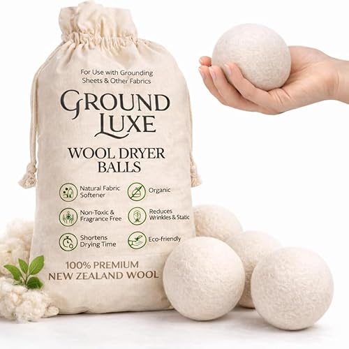Premium New Zealand Wool Dryer Balls - 6-Pack, 100% Organic, Hand-Felted, Reusable, Reduce Drying Time - Natural Fabric Softening, Wrinkle & Static