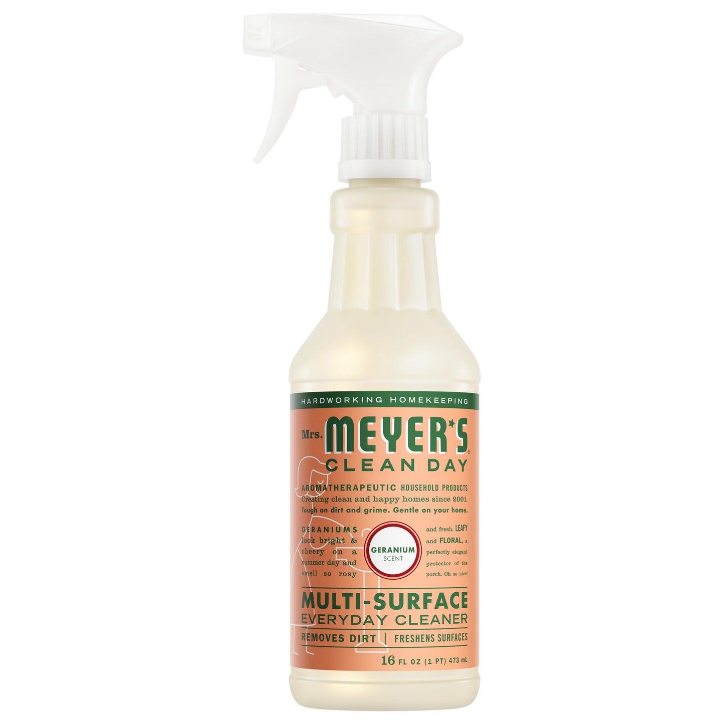MRS. MEYER'S CLEAN DAY Multi-Surface Everyday Cleaner, Geranium Scent, 16 Fl Oz Bottle