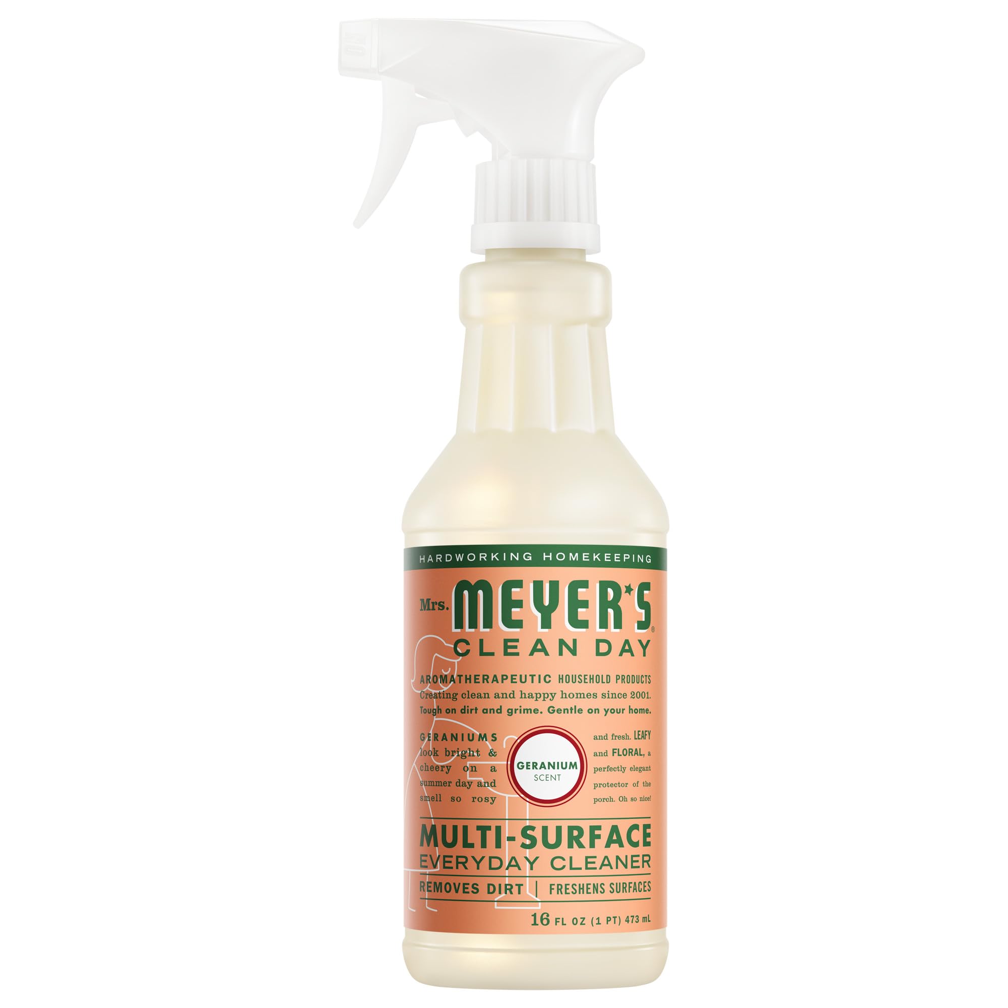 MRS. MEYER'S CLEAN DAY Multi-Surface Everyday Cleaner, Geranium Scent, 16 Fl Oz Bottle