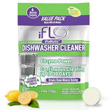 iFLO Dishwasher Cleaner Tablets with iFLObiotic - Deep Cleaning Dishwasher and Deodorizer Tablets to Eliminate Dish Washer Odor, Remove Residue