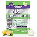 iFLO Dishwasher Cleaner Tablets with iFLObiotic - Deep Cleaning Dishwasher and Deodorizer Tablets to Eliminate Dish Washer Odor, Remove Residue