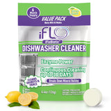 iFLO Dishwasher Cleaner Tablets with iFLObiotic - Deep Cleaning Dishwasher and Deodorizer Tablets to Eliminate Dish Washer Odor, Remove Residue