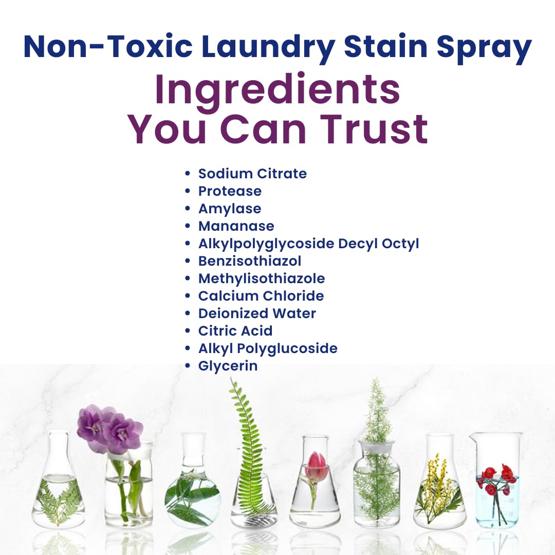 Truly Free Laundry Stain Remover Spray for Clothes - Removes Tough, Dried-In Stains on Whites & Colors -Natural Ingredients - Gentle Yet Powerful
