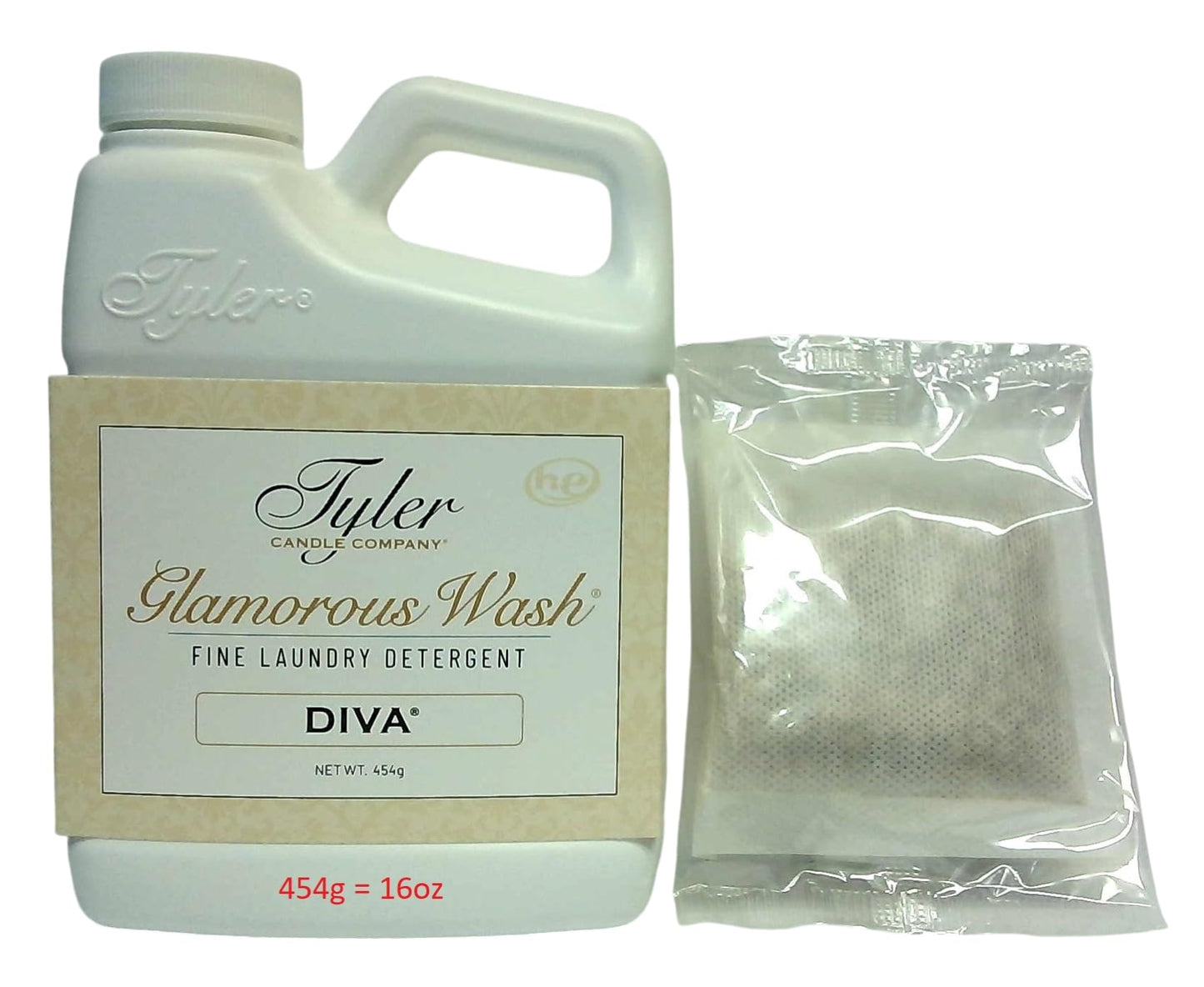 Tyler Candle Company Glamous Laundry Detergent, Diva 16 Fl Oz/w Glamorous Sachet Single Pouch