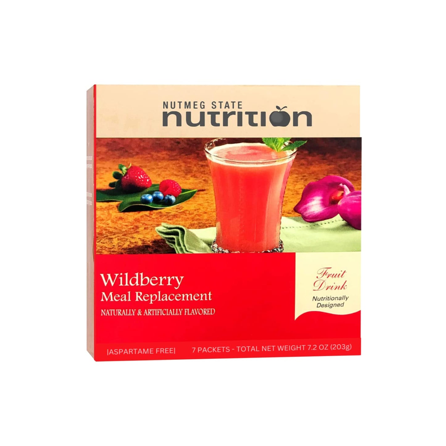 Nutmeg State Nutrition - Fruit Drink - High Protein, Low Calorie, Low Carb, Low Sugar, Fat Free, Loaded with Vitamins, 7 Servings Per Box (Wildberry
