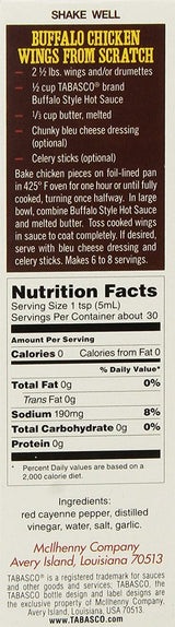 Tabasco Brand, Hot Pepper Sauce, Buffalo Wing Style, 5oz Bottle (Pack of 3)