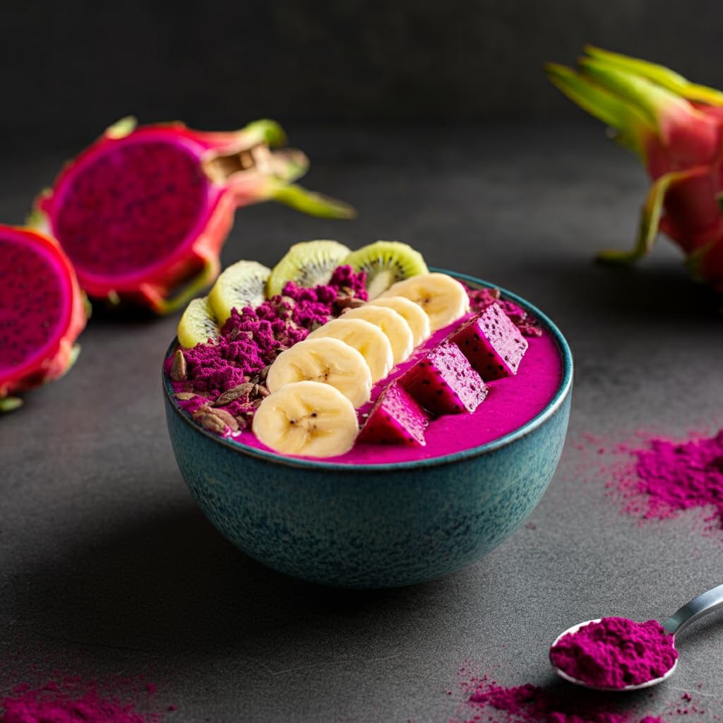 Indus Farms Freeze Dried Dragon Fruit Powder (Pitaya) - Vibrant Magenta Pink, Single Ingredient, No Added Sugar - Smoothies, Baking, Drinks & Yogurt