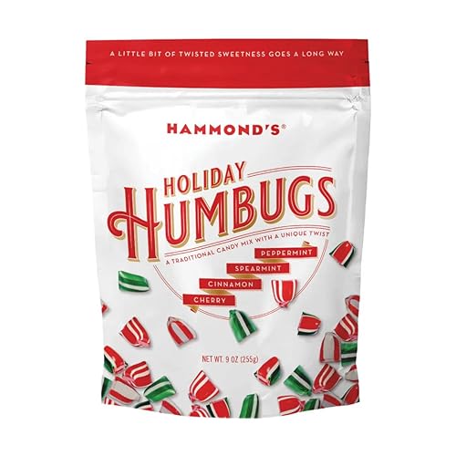 Hammond's Holiday Humbugs Candy Mix (Peppermint, Spearmint, Cinnamon & Cherry), 9 oz