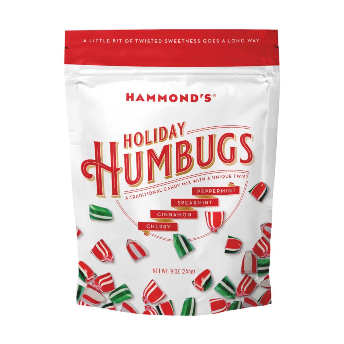 Hammond's Holiday Humbugs Candy Mix (Peppermint, Spearmint, Cinnamon & Cherry), 9 oz