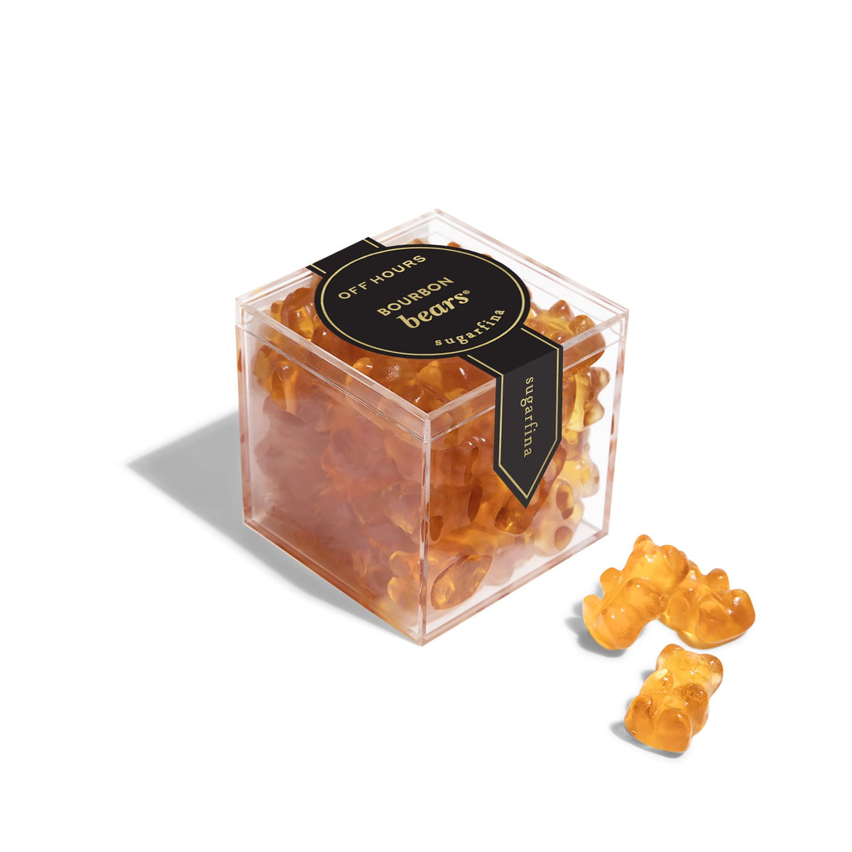 Sugarfina Bourbon Bears Small Candy Cube, 3.3 oz, 4 Count | Non-Alcoholic, Bourbon-Flavored Gummy Bears