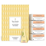 Tea Forte Chamomile Citron Premium Organic Caffeine-Free Herbal Tea Blend Event Box, Bulk Pack 40 Count, 10 per tray Individually Wrapped Handcrafted