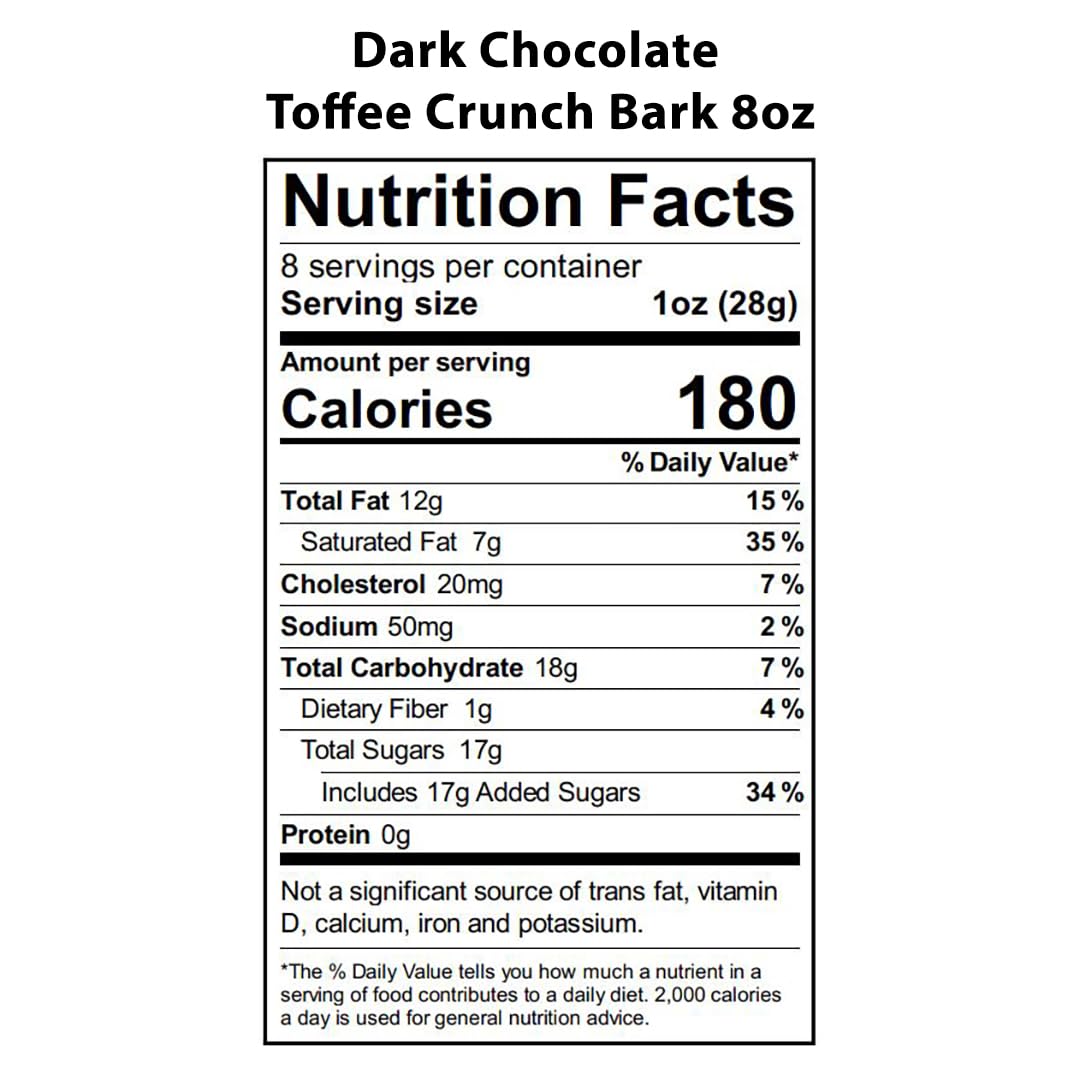 Vermont Nut Free Chocolates Toffee (Dark Chocolate) 8 Ounces, Nut-Free, Egg-Free, Kosher