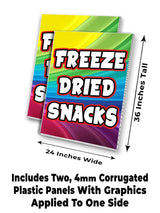 Freeze Dried Snacks (24" X 36") 4mm Corrugated Plastic Panel, Graphics Applied to 1 Side (Pk of 2) | Fair Food, Desserts, Sweets, Treats