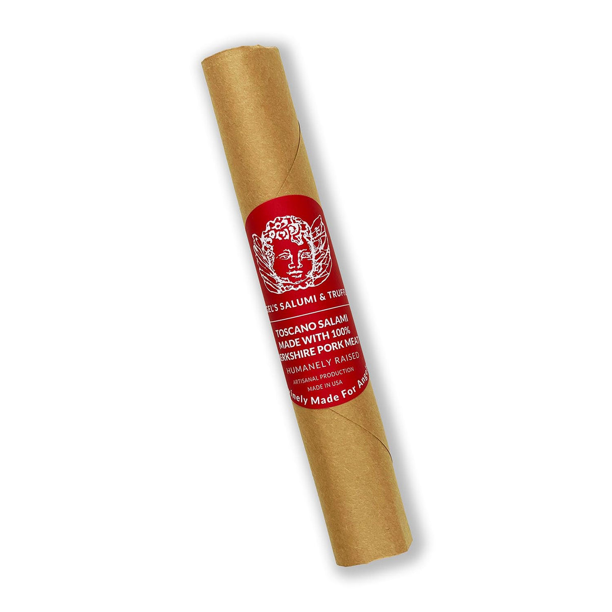Angel's Salumi & Truffles Italian Toscano Salami - 5.5oz Gourmet Artisanal Charcuterie - Humanely Raised, Vegetarian Fed, Antibiotic, Hormone, MSG