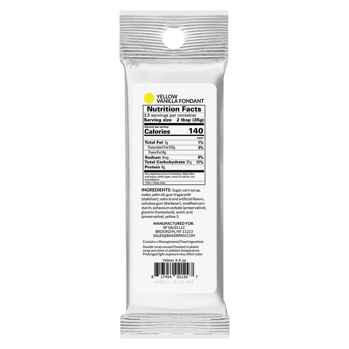 Bakerpan Premium Rolled Yellow Fondant for Cake Decorating, Vanilla Flavor - 4.4 Ounces (Made in USA)