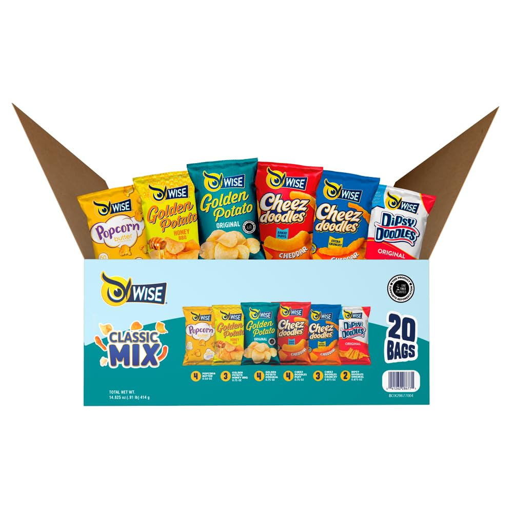Wise Snacks Classic Mix Variety Pack (20 Count), Gluten-Free Snack Box with Single Serve Chips, Perfect for Lunches, Parties, and On-the-Go Snacking