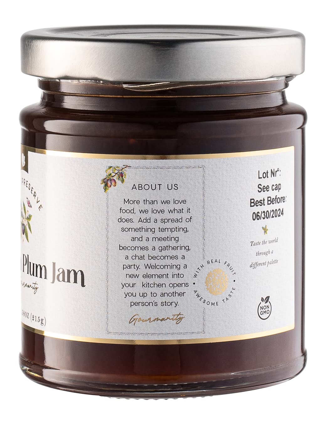 Gourmanity Victoria Plum Jam, Sweet and Flavorful, Delicious Plum Preserves, Great on Toast and Scones, High Fruit Content, Non GMO, Made in Belgium