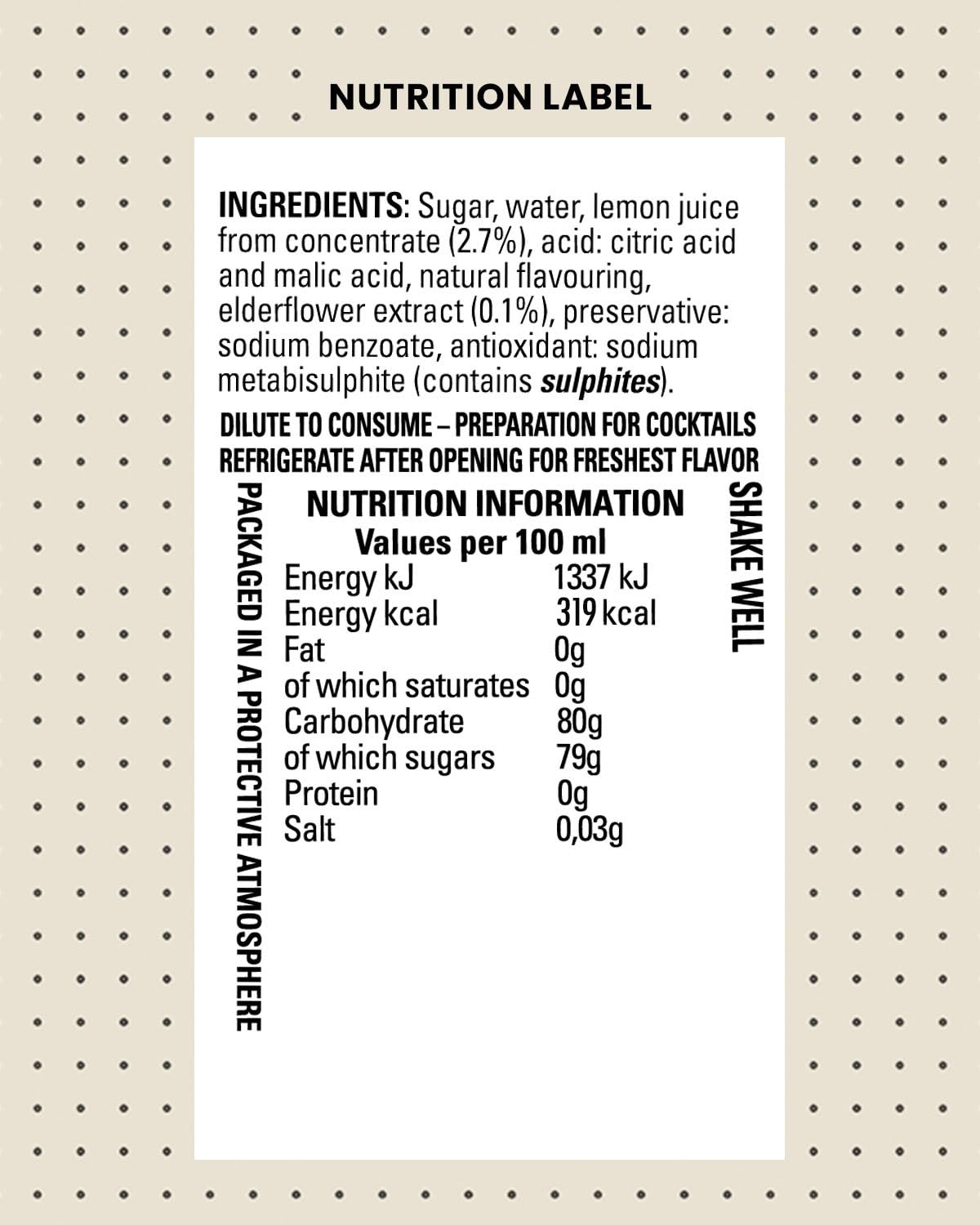 Finest Call Premium Elderflower Syrup Drink Mix, 1 Liter Bottle (33.8 Fl Oz), Individually Boxed