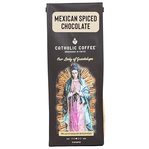 Catholic Coffee Our Lady of Guadalupe | Mexican Spiced Chocolate Medium Roast Ground Coffee, w/Cinnamon Notes | 12oz Bag - Catholic Gift Honoring the
