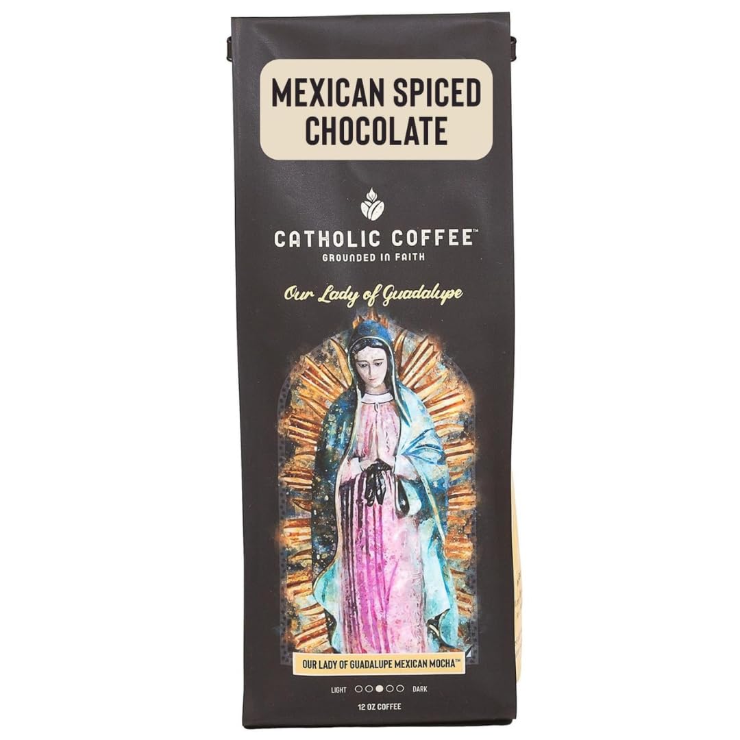 Catholic Coffee Our Lady of Guadalupe | Mexican Spiced Chocolate Medium Roast Ground Coffee, w/Cinnamon Notes | 12oz Bag - Catholic Gift Honoring the